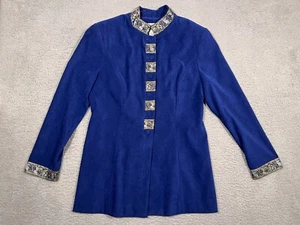 Vintage Jessica Howard Womens Blue Gold Jacket Long Sleeve Button Up Size 12 - Picture 1 of 10