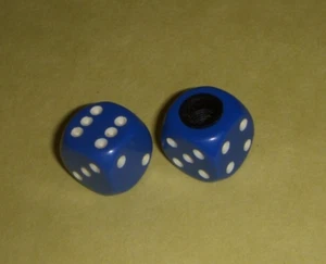 Nice pair of Dark BLUE DICE Valve-Stem Caps these fit All Tires - Picture 1 of 3