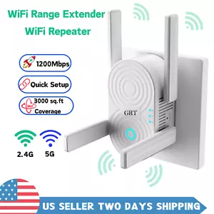Extender WiFi 1200Mbps Amplificatore Segnale Internet Lungo Raggio Dual Band per Gaming - Foto 1 di 6