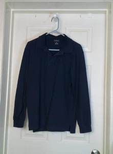 LL Bean Long  Sleeve Polo Shirt Mens Medium deep  blue - Picture 1 of 2