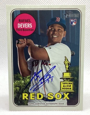 2018 Topps Heritage RAFAEL DEVERS Real One Rookie RC autógrafo automático - Imagem 1 de 4