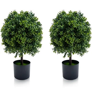 2PCS Artificial Topiary Trees 20" Fake Trees UV Indoor/Outdoor Home Decor - Picture 1 of 10