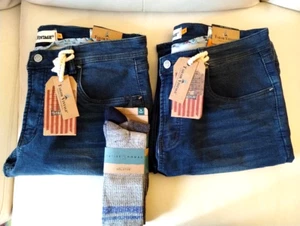 TAILOR VINTAGE Men's STRETCH Indigo Denim Shorts SZ 34-2 Pairs w/GOLD TOE Socks! - Picture 1 of 6