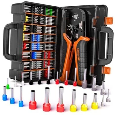  Herramienta de prensado de virola, alicates de trinquete para AWG23-7 con juego de herramientas de prensado de 23 tamaños Foto 1 de 4