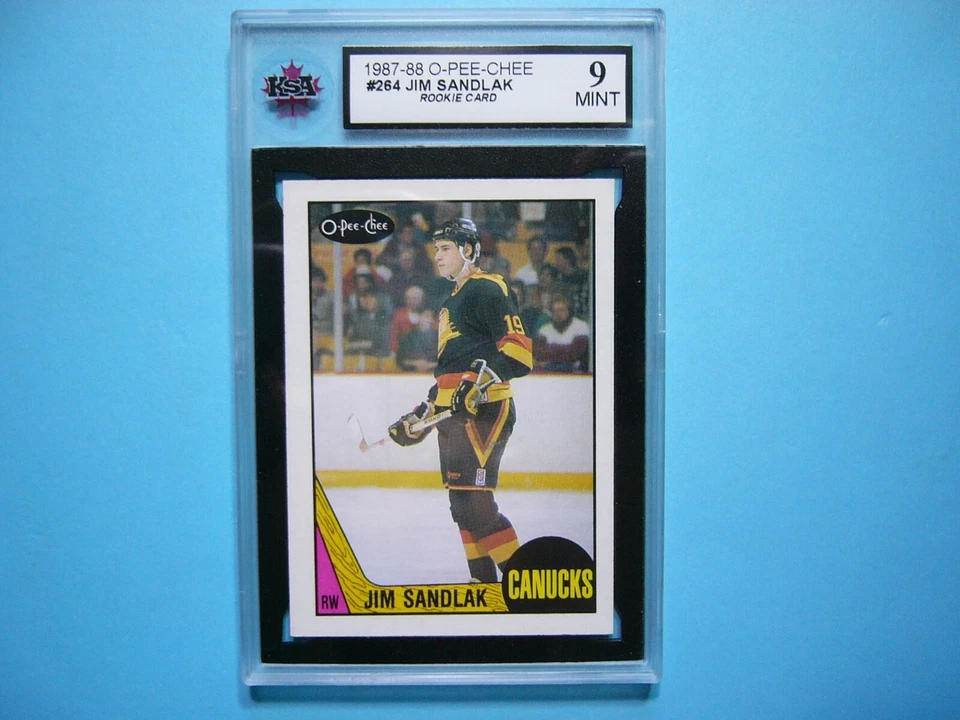 1987/88 O-PEE-CHEE NHL HOCKEY CARD #264 JIM SANDLAK ROOKIE KSA 9 MINT SHARP+ OPC - Image 1 of 2