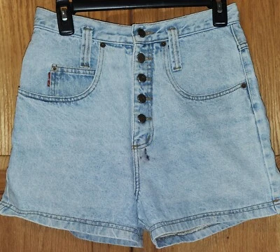 Pantalones Cortos de Jean LEI Vintage Y2K Para Mujer Talla Pequeña (29x3) Azul Denim Botón Mosca  Foto 1 de 2