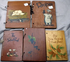 AUSWAHL MCM Pressholz Sperrholzplatte Sprengring Kochbuch LEER ~ SALAT ~ NEW ENGLAND - Bild 1 von 15