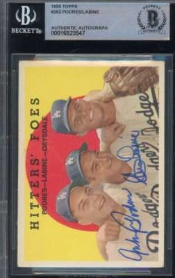 Johnny Podres Clem Labine Beckett BAS Signed 1959 Topps Autograph - Image 1 of 2