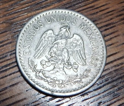 1907  MEXICO 50 CENTAVOS CURVED 7 COIN 80% SILVER XF-AU - Image 1 of 2