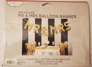 MR & MRS BALLOON Air Filled Gold BANNER 18 Inches Wedding Bridal Party  - Picture 1 of 3