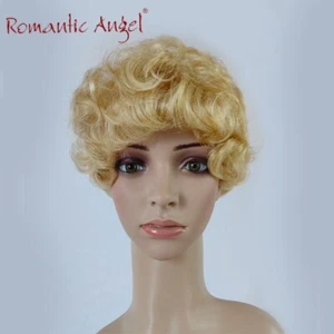 Full Cap Wig Short Hair Premium Synthetic Wigs full hand tied curly wave hair - Picture 1 of 6