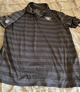 OAKLAND Las Vegas RAIDERS Football NIKE Dri Fit LARGE Polo Golf Shirt NFL Gray - Picture 1 of 2