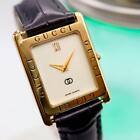 Gucci Authentic Wristwatch 18K Square Case 24Mm White Dial Quartz Working Used