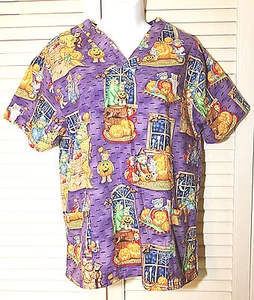 Halloween Scrub Top Cotton Womens Small (S) Fundamentals by White Swan Purple - Picture 1 of 5