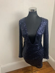 WhoIAm Sequined Dress Size 8 Blue Side Pleat Feature - Bild 1 von 7