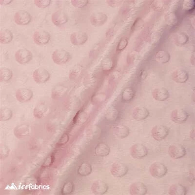 Polka Dot Minky Fabric By The Yard Light Pink - Image 1 of 2