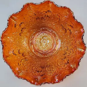 Fenton Art Glass Orange Carnival Persian Medallion Crimped Bowl 1971 - Picture 1 of 15