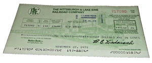 NOVEMBER 1975 P&LE PITTSBURGH & LAKE ERIE COMPANY CHECK - Picture 1 of 1