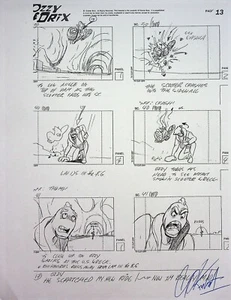 Serie de TV OZZY & DRIX 2002 Firmado por DAN KUBAT Producción Storyboard Copia de la página #KB - Imagen 1 de 2