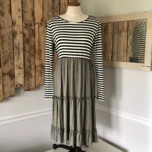 Reborn J Striped MIDI Dress Self Tie Belt Soft Stretch Size Extra Large - Picture 1 of 11