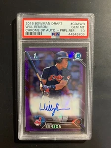 WILL BENSON 2016 BOWMAN CHROME PURPLE REFRACTOR AUTO RC #/250 PSA 10 GEM MINT - Picture 1 of 2