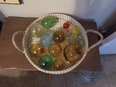 Групповой лот из 15 японских стеклянных круглых рыболовных сетей поплавков - Изображение 1 из 4