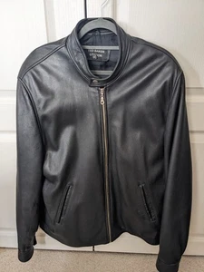 Free Postage -Lovely Ted Baker Men’s Black Leather Jacket Size Medium Excellent! - Picture 1 of 7