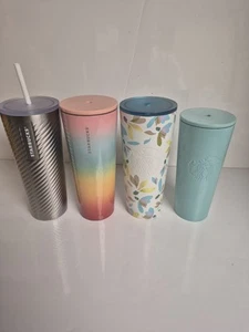 Lot Of 4 Starbucks Cups 1 New 3 Used With Lids - Picture 1 of 12