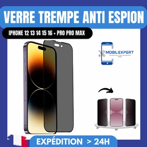 VERRE TREMPE / VITRE PROTECTION ANTI ESPION IPHONE 12 13 14 15 16 + PRO MAX - Foto 1 di 1