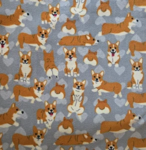 Dog Puppies Print Fleece Fabric 2 Yards New - Picture 1 of 1