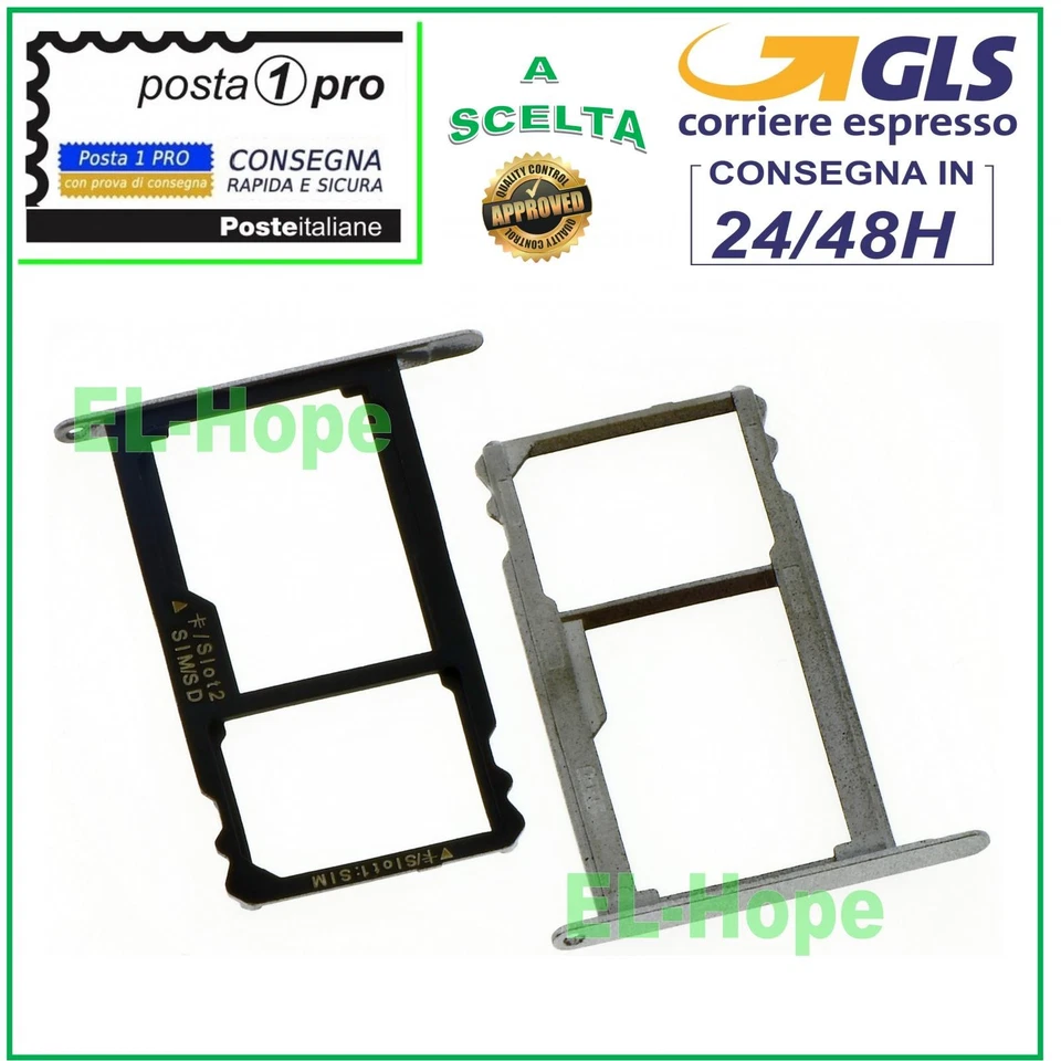 SLOT CARRELLO VANO SCHEDA NANO SIM + MICRO SD PER HUAWEI MATE 7 MT7-TL10 SILVER - Immagine 1 di 1
