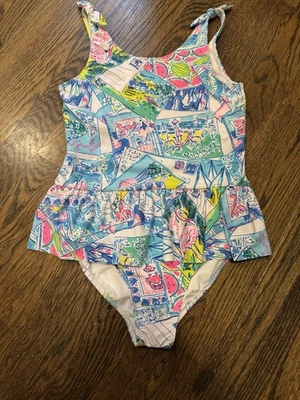 Traje de baño Lilly Pulitzer de una pieza Vossie para niñas Wish You Were Here UPF 50 talla 10 Foto 1 de 4