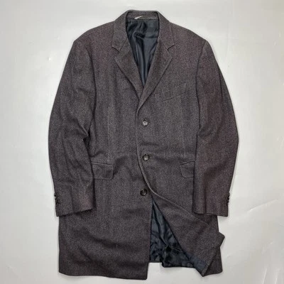 Canali 1934 Exclusive 100% Cashmere Current Herringbone Overcoat 42R - Image 1 of 4