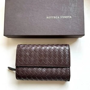 BOTTEGA VENETA Authentic TriFold Wallet Intrecciato Dark Brown beautiful - Picture 1 of 9