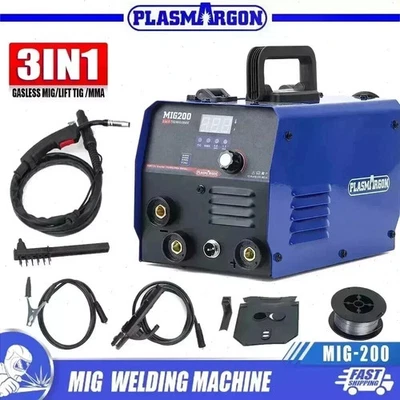PLASMARGON MIG200 110/220V 3-in-1 MIG Welder 200A TIG/MIG/MMA NO GAS IGBT Fit Metal Welding