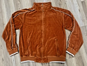 Chaqueta deportiva vintage Sweatscedo terciopelo naranja óxido cremallera completa retro años 90 LG - Imagen 1 de 10