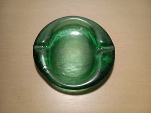 Vintage Blenko Freeform Amoeba Green Glass Ashtray - Picture 1 of 9