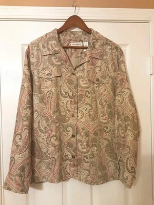 Chaqueta Paisley Mujer Alfred Dunner ~ TALLA 20W ~ Tostada Con Rosas, Verdes ~ Excelente Foto 1 de 4