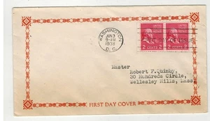 1938 PRESIDENTIAL SERIES JOHN ADAMS 806-GP47 FANCY BORDER ENV. - Picture 1 of 1