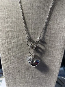 New Avon Heart Charm Cluster Pendant Necklace Silver 17" 18" 19" 20" - Picture 1 of 5
