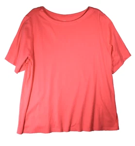 CJ Banks Damen 3X Kurzarm T-Shirt Oberteil Koralle Rosa Weiter Ausschnitt - Bild 1 von 4