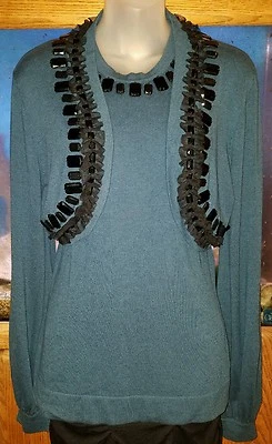 Nuevo juego doble The Look by Randolph Duke en índigo con ribete de encaje negro talla pequeña Foto 1 de 4