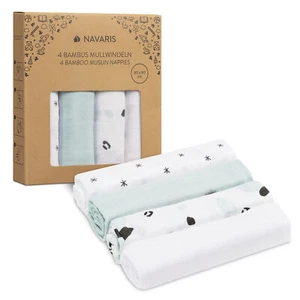 Set 4x Mussole per Neonato - Misto Cotone e Viscosa Extra Soffice - 80 x 80 cm - Foto 1 di 7