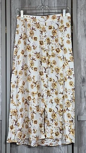 Women's Hippie Rose NWT Size Large Long Floral Skirt Elastic Back Waist Slit - Picture 1 of 9