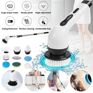 Scrubber Elettrico Spin Scrubber Senza Fili Vasca da Bagno Power Scrubber con Manico e 9 Testine - Foto 1 di 13