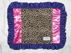 Manta de seguridad Baby Jake's Lovey felpa púrpura rosa negro guepardo leopardo - Imagen 1 de 3