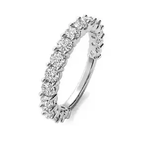 1 Ct VS1/E Round-Cut Lab Grown Diamond Half Eternity Wedding Band 14k White Gold - Picture 1 of 3