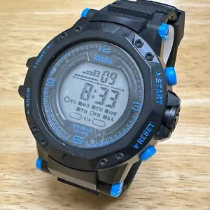 Xinjia Quartz Watch CF-435 Men 50m Black Blue Digital Alarm Chrono New Battery - Picture 1 of 6
