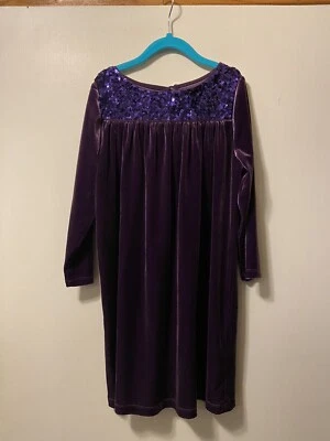 lands end niñas m vestido de terciopelo con lentejuelas Foto 1 de 3