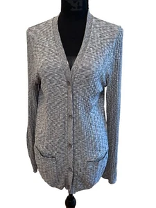 Athleta Revolve Cardigan Sweater Button Up Womens L Ribbed Knit Athletic Stretch - Picture 1 of 8